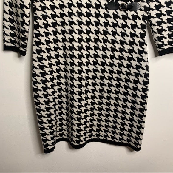 Calvin Klein Black and White Houndstooth Sweater Dress Long Sleeve - Picture 3 of 7